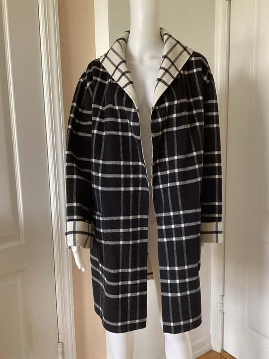 Susan Bristol Jackets & Blazers - Susan Bristol Black & White Plaid Pea Coat